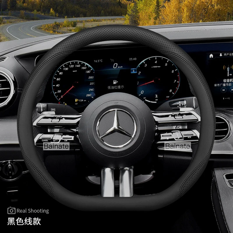 Geeignet für Mercedes-Benz Atmungsaktiver Leder-Lenkradbezug E C Klasse GLE GLC GLA GLB CLS CLA EQB EQE EQS AMG Vito GLS – Detail 6