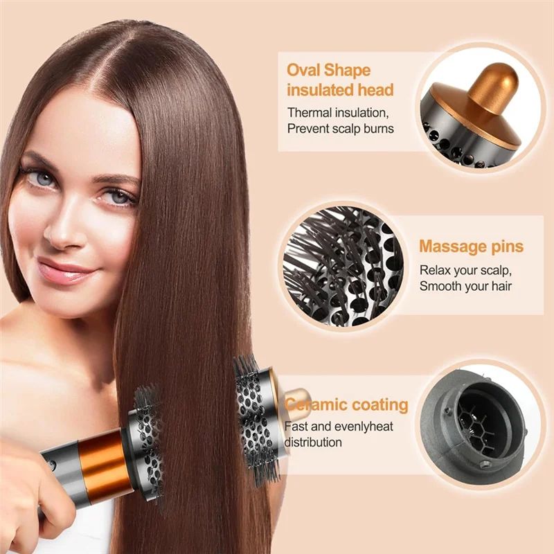 Large Round Volumizing Brush for Dyson Airwrap Attachments,Bigger Oval Round Brush , Fluff Up and Volumize for Styling AA52Q image 3