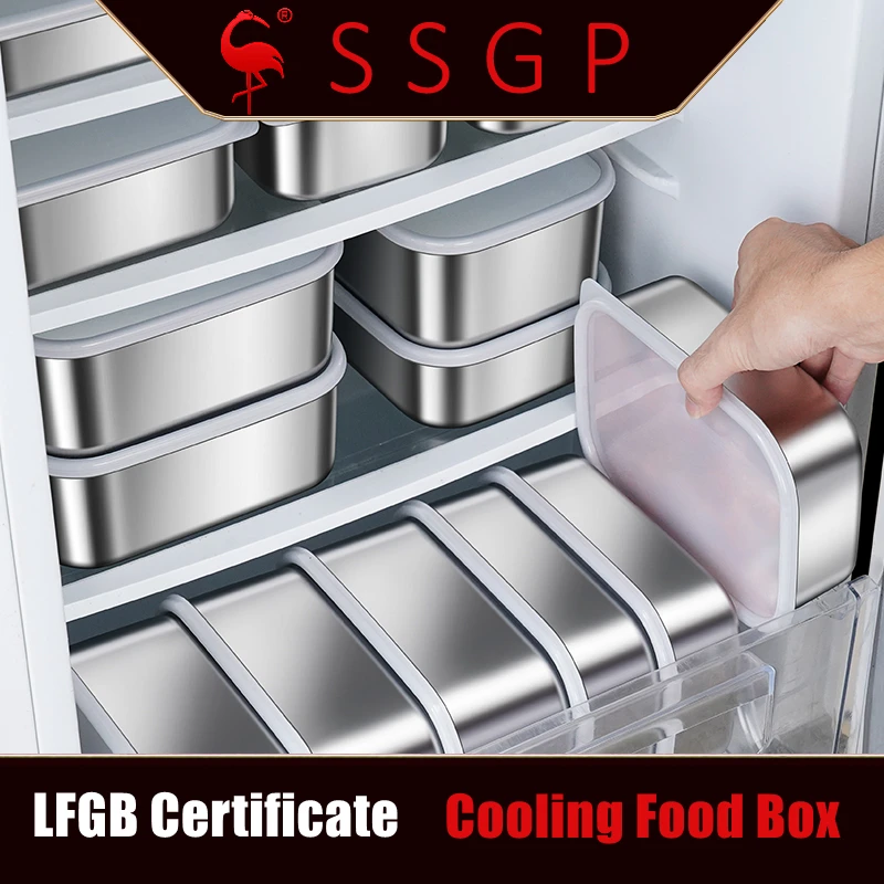 LFGB Certificated 316L Stainless Steel Food Box with Transparency Cover 99.9% Anti-bacterial Fridge Crisper for Preservation