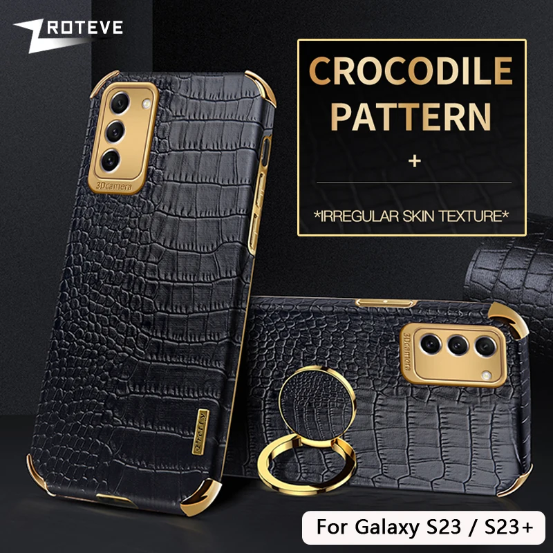 S24 Ultra Case ZROTEVE Plating Silicone Crocodile Leather Cover For Samsung Galaxy S23 FE S22 S20 S21 Note 20 10 S10 Plus Cases