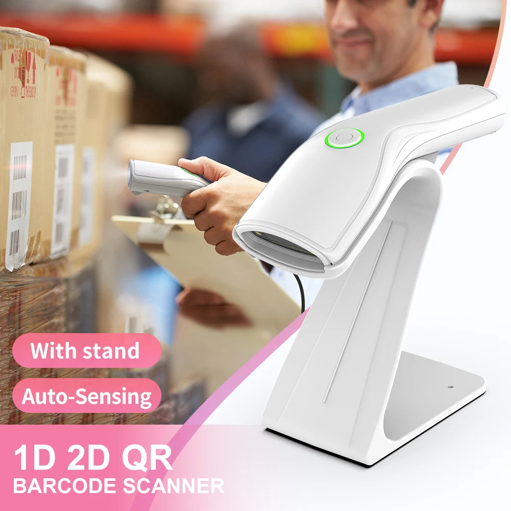 GTCODESTAR X-3500 Handheld 2D Wireless Barcode Scanner USB QR Code Scanner Inventory 1D Barcode Reader With Stand