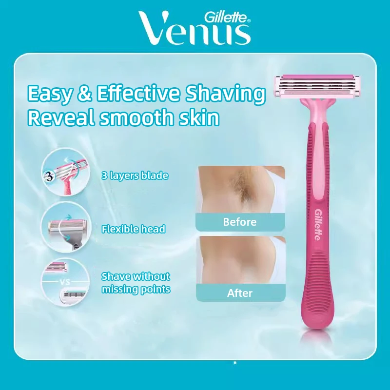 4/8 Pcs Women Manual Safety Razor Gillette Venus Disposable Women's Shaver 3-layer Blades Quadruple Protection System