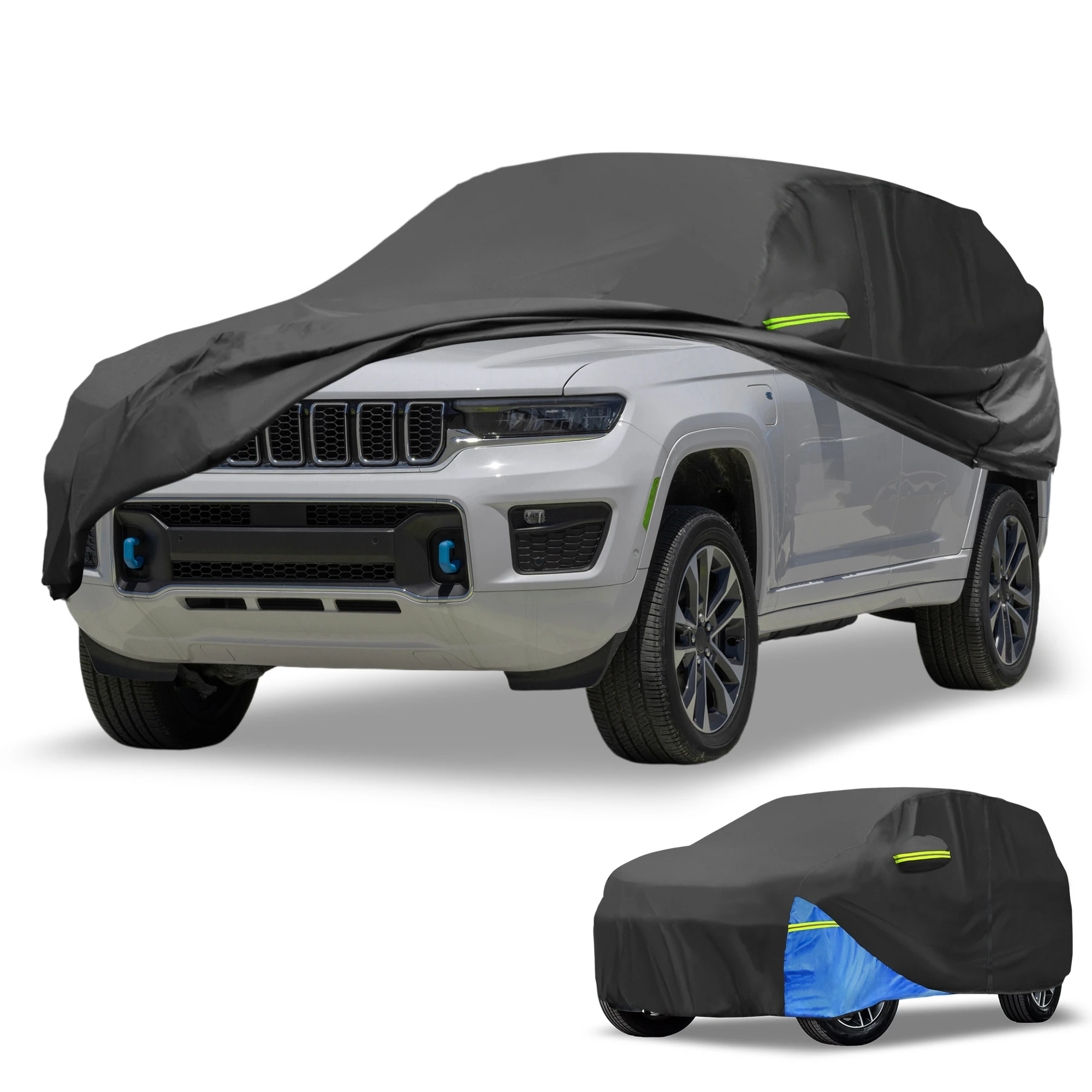 

Motoforti Car Cover All Weather for Jeep Grand Cherokee 210D Black Blue with Left Zippers