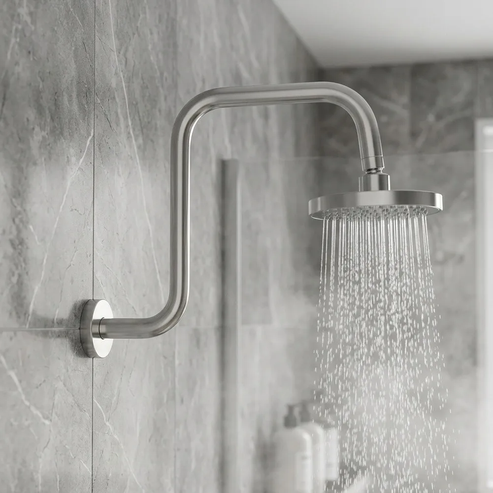 13 inch Stainless Steel Shower Arm with S Bend Gooseneck for Wall to Ceiling Shower Head Extension Bar Accessories