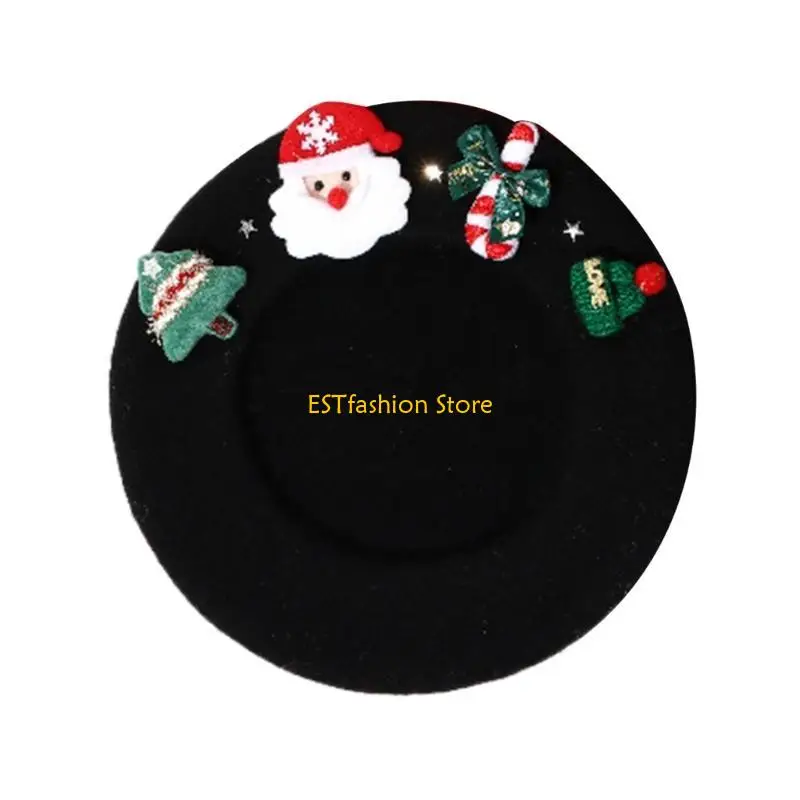 

Y5GC Прекрасный повседневный берет для девочек Y2k с рождественским тематическим фестивалем, женская французская шляпа