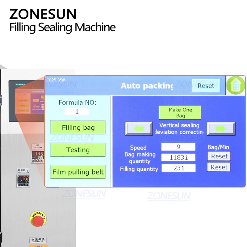 ZONESU ZS-FS06 التلقائي شكل عمودي التوابل المنظفات مسحوق حقيبة الحقيبة ملء ختم آلة التعبئة والتغليف مع اوجير المغذية