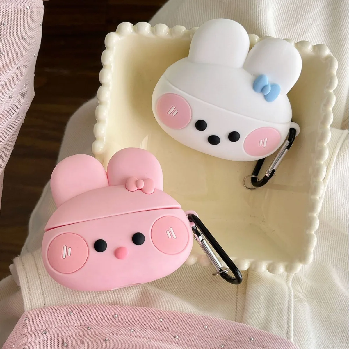 

For Airpods 3 Case,Cute Pink Rabbit Case For Airpods Pro 2 Case,Soft 3D Cartoon Earphone Cover For Airpods Case For LOVER Funda