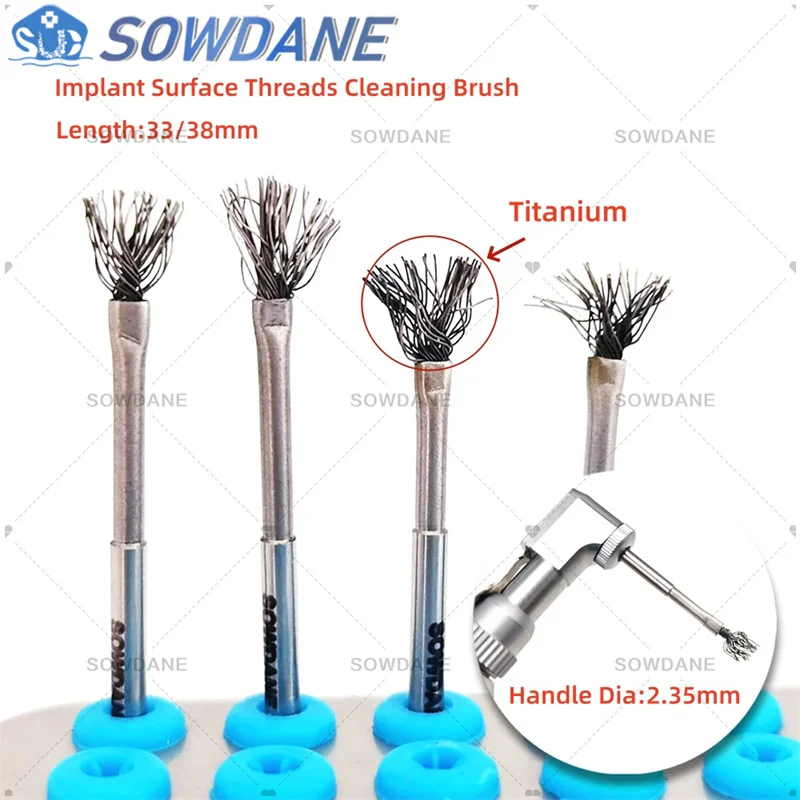 Dental Debridement Peri-Implantitis Implant Surface Threads Cleaning Brush High Quality Titanium brush Autoclavable