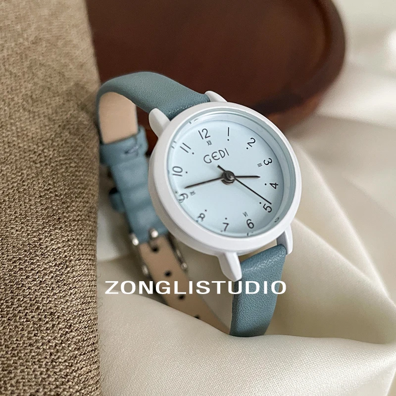 Fashion new color clashing dopamine leather woman watch female small delicate student clock waterproof ladies wristwatch