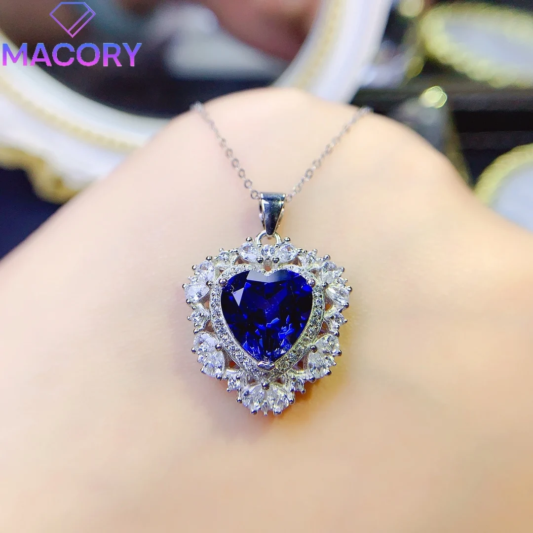 

Sapphire pendant necklace female sterling silver 925 jewelry free shipping certification original female chain boutique