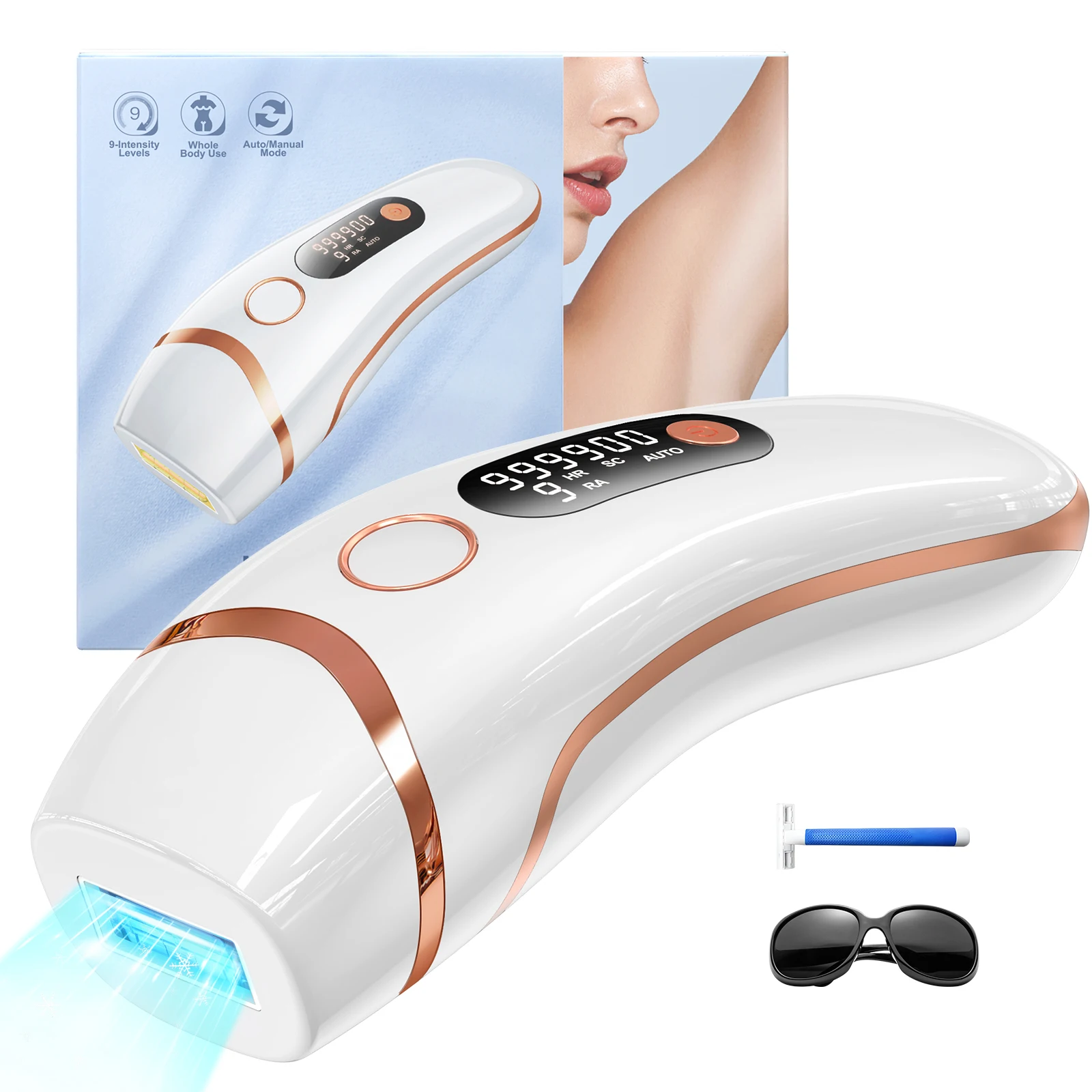 

IPL Hair Removal Laser depiladora 999999 Flash Body Bikini Facial 9 Levels Laser Epilator for Men Women Home Use Hair Remover