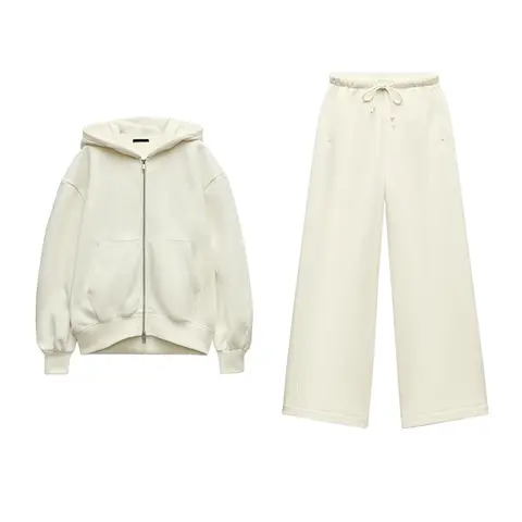 महिलाओं के लिए हाई वेस्ट वाइड लेग स्ट्रेट लेग पैंट ज़िपर के साथ लूज़ हुडी टू पीस सेट लॉन्ग स्वे कैज़ुअल स्पोर्ट्सवियर 8 best sales महिलाओं के ट्रैकसूट - №2