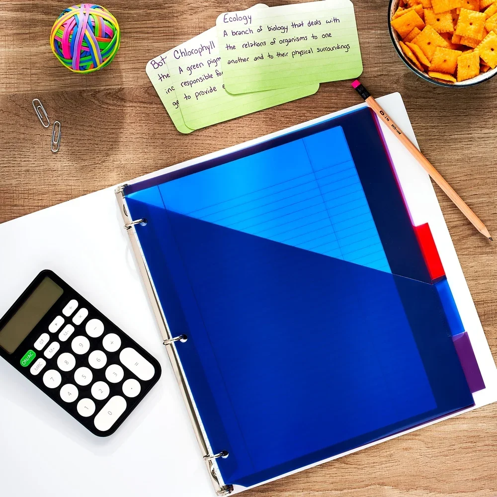 

6 Pack Durable Poly 3 Ring Binder 11 x 11.75 Inch Holds 175 Sheets Perfect Homework Documents School Office Use