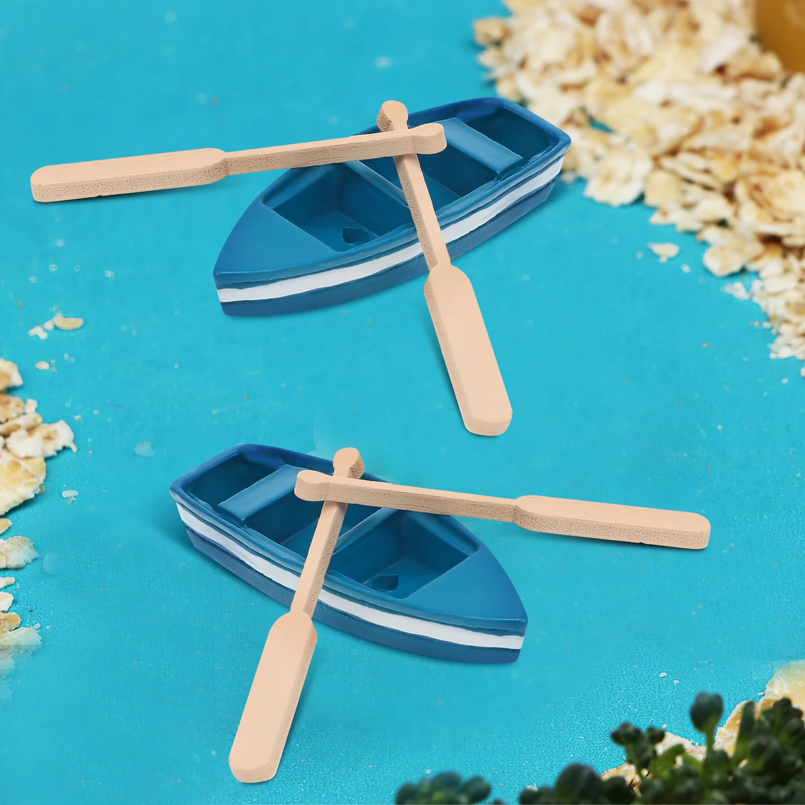 

6 Pcs Decor Set Boat Model Realistic Rowing Model Wood Crafted Wood Boat Ocean Home Nautical Tabletop Coastal DIY