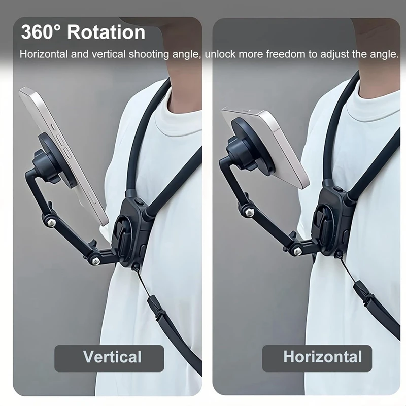 ZIZI Magnetic POV/Vlog Phone Neck Mount Holder Hand Free Chest Stand Video Recording For Mobile Phone Accessory