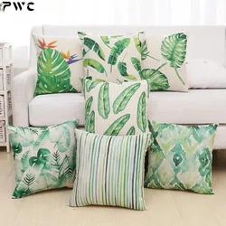 Green plants and Flowers Cotton and Linen Pillow Customized Linen Car Pillow Sofa Pillow Cover Home Decoration