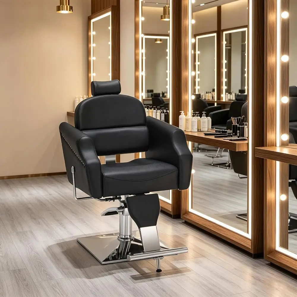 Vintage Heavy-Duty Leather Barber Chair for Classic Hair Spa and Styling Services