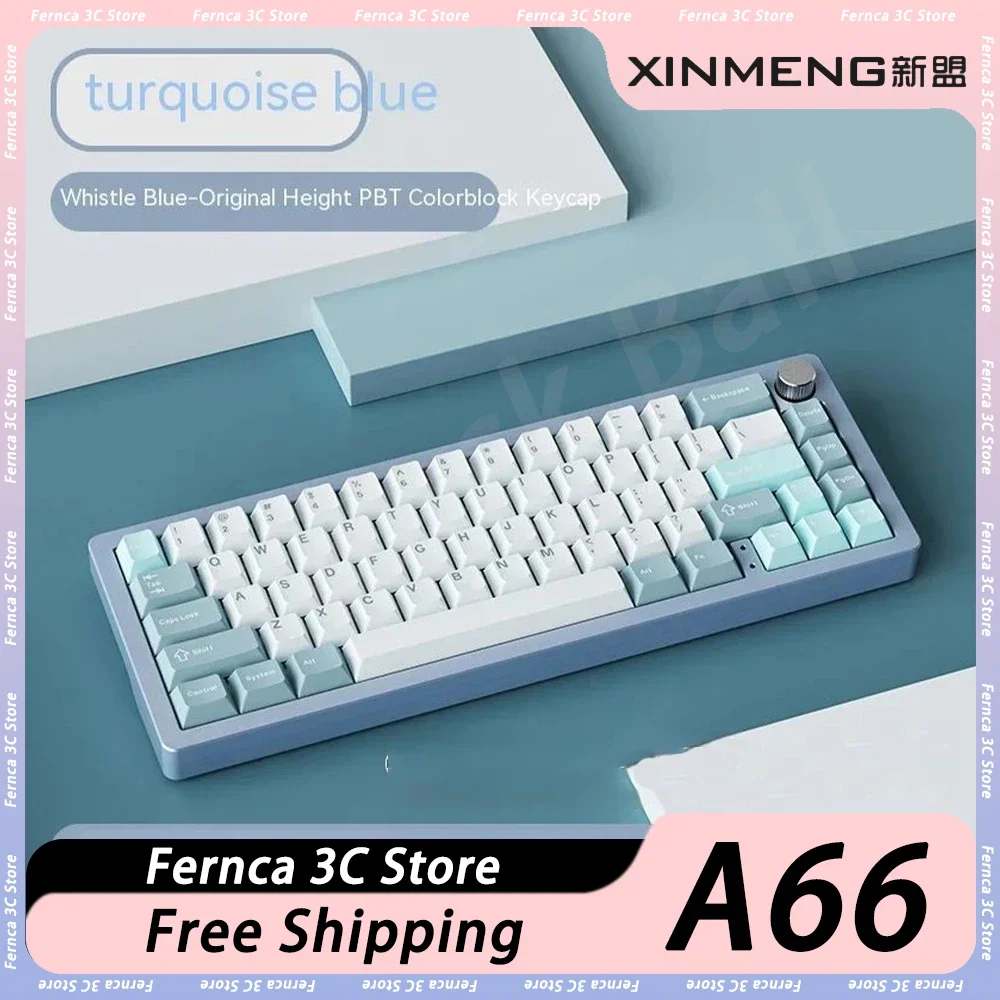 

XINMENG A66 Mechanical Keyboard Three Mode Wireless Multifunctional Knob Aluminium Alloy Gaming Keyboard Hot Swap Pc Gamer Gifts