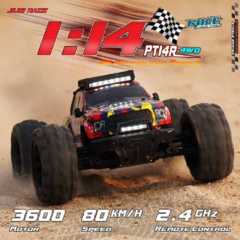JIUSI PT14R/MT14R Rc Car Pickup Truck 1/14 Brushless High-Speed Off-Road Remote Control Car 4WD Climbing Racing Toy Gift