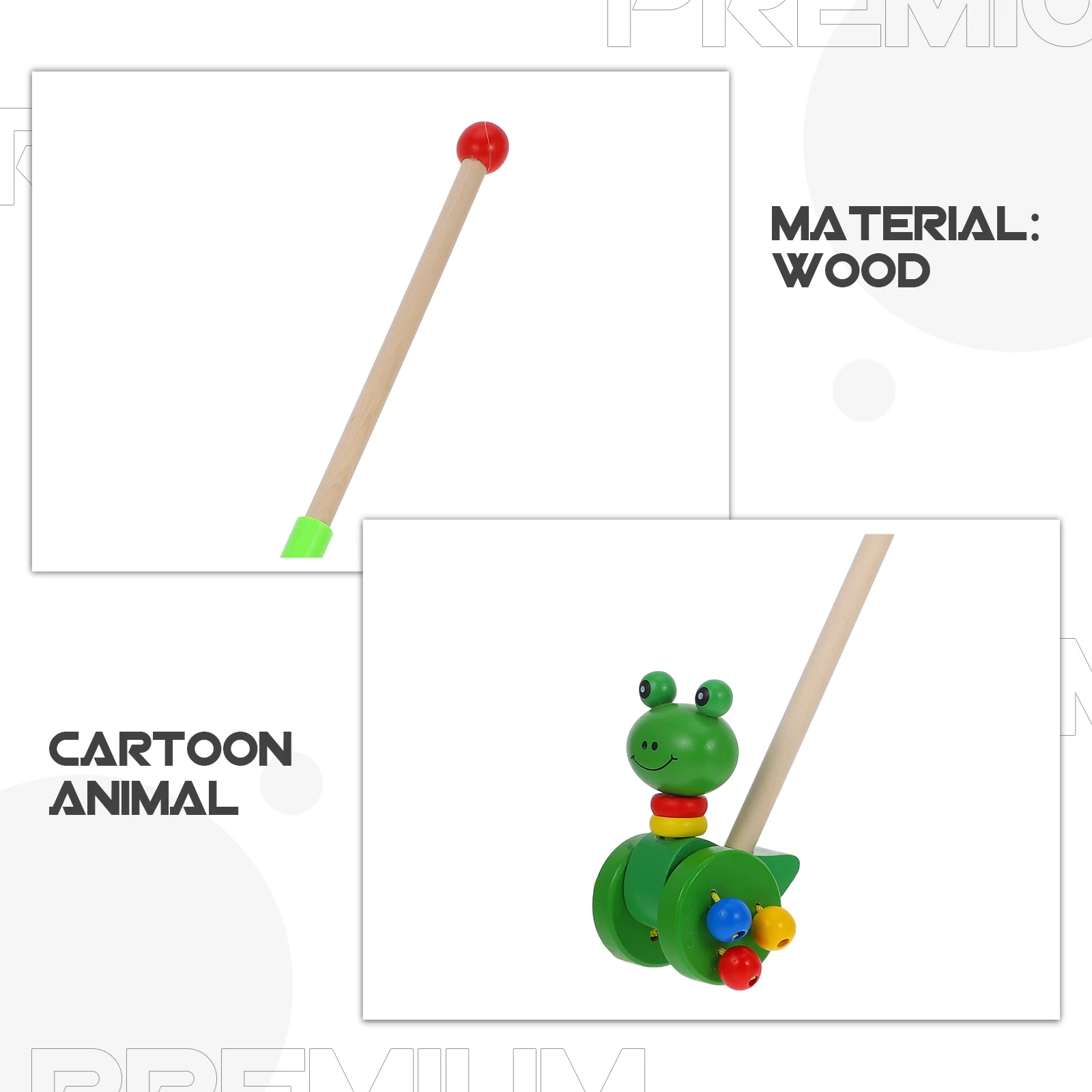 Baby Walker Cartoon Animal Wooden Trolley Early Childhood Color Recognition Push Pull Cart For Kids Frog