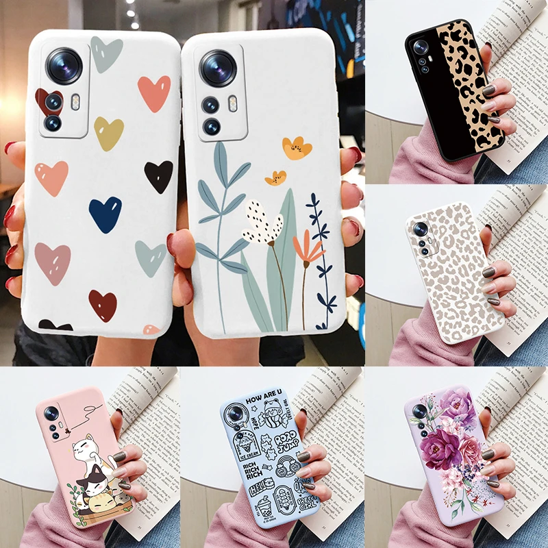 Flower Phone Case For Xiaom 12T Mi12T Pro Funda Cute Heart Cartoon Owl Xiaomi 12 T Xiaomi12T Pro Matte Soft TPU Back Cover Shell