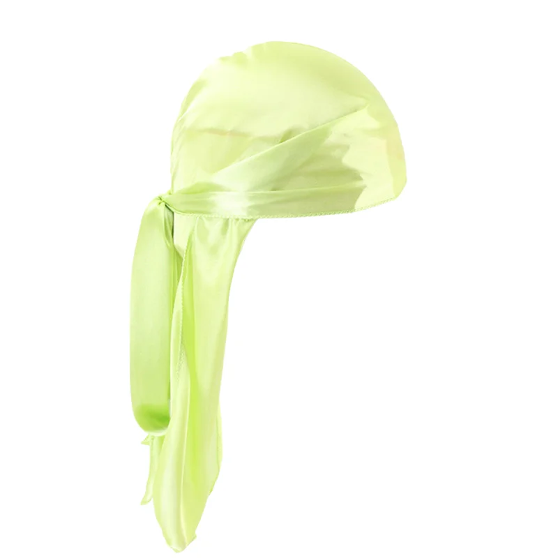Unisex Silky Satin Durag for Men Women Solid Color Long Tail Head Wrap Cap Smooth Fabric Bandana Headwear for Hair Protection