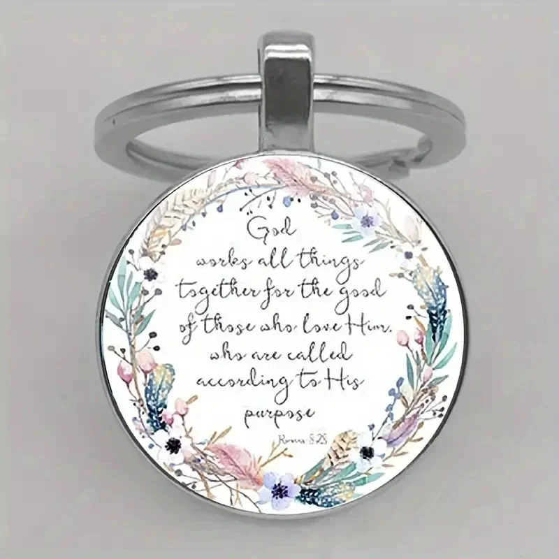 New Bible Quotes Time Gem Keychain New Key Jewelry Pendant