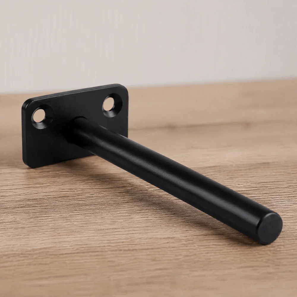 4 PCS 2 Holes Floating Shelf Bracket Black Finish 150mm Wall Shelf Holder Round Shape Fixed Type Hidden Shelf Support