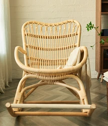 Nordic rattan rocking chair, modern Japanese adult easy chair, simple home balcony, single sofa chair, leisure lounge chair