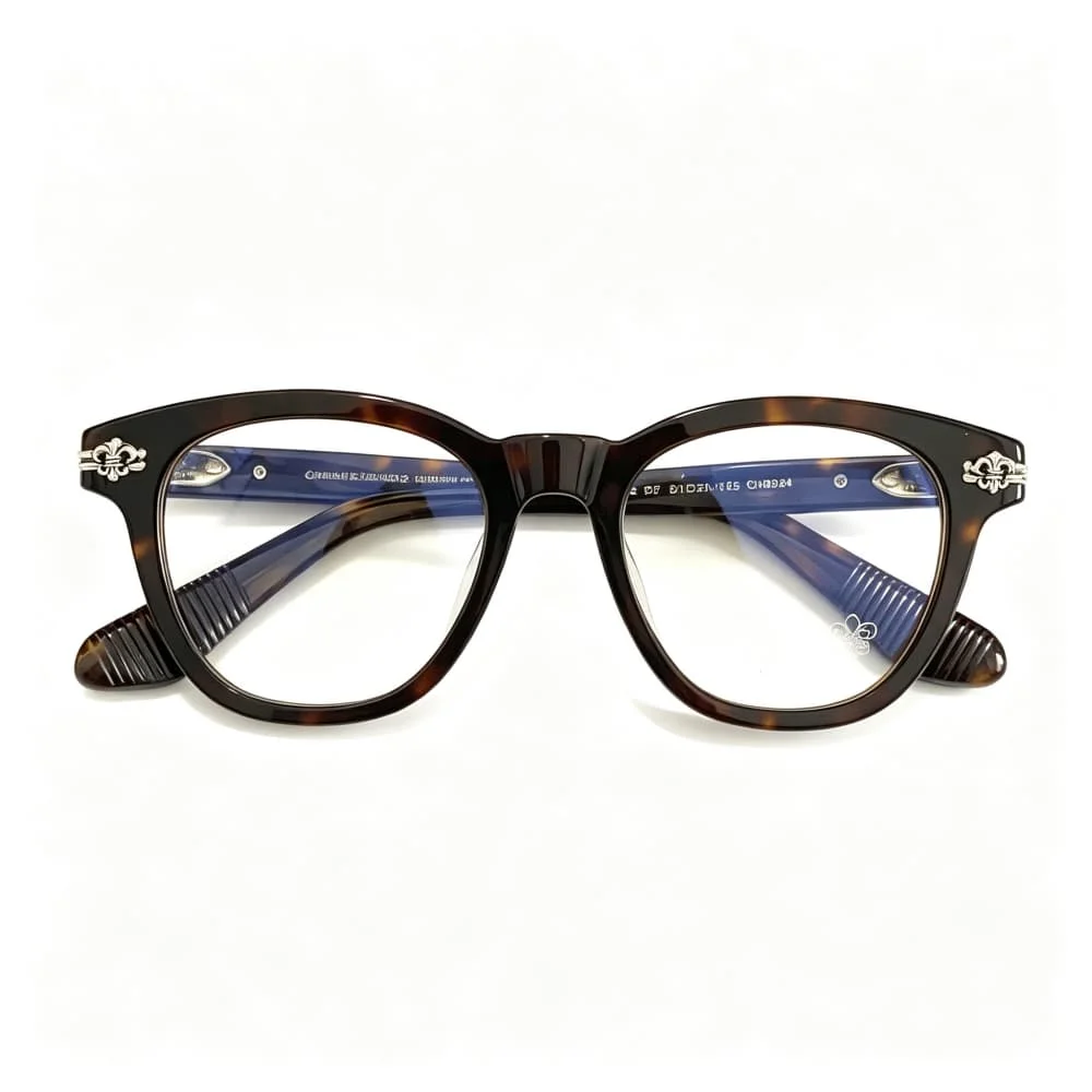 CH8324Vintage Square Acetate Eyewear Frame Unisex Retro Optical Glasses Clear Lens Prescription Eyeglasses With Metal Decoration