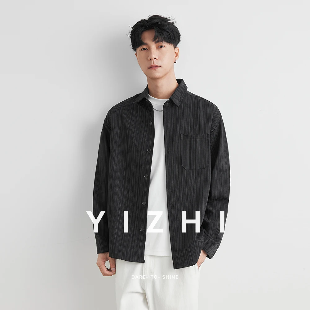 Camisa informal holgada de manga larga para hombre, ropa de abrigo de moda versátil de estilo callejero de Hong Kong Wind INS, otoño