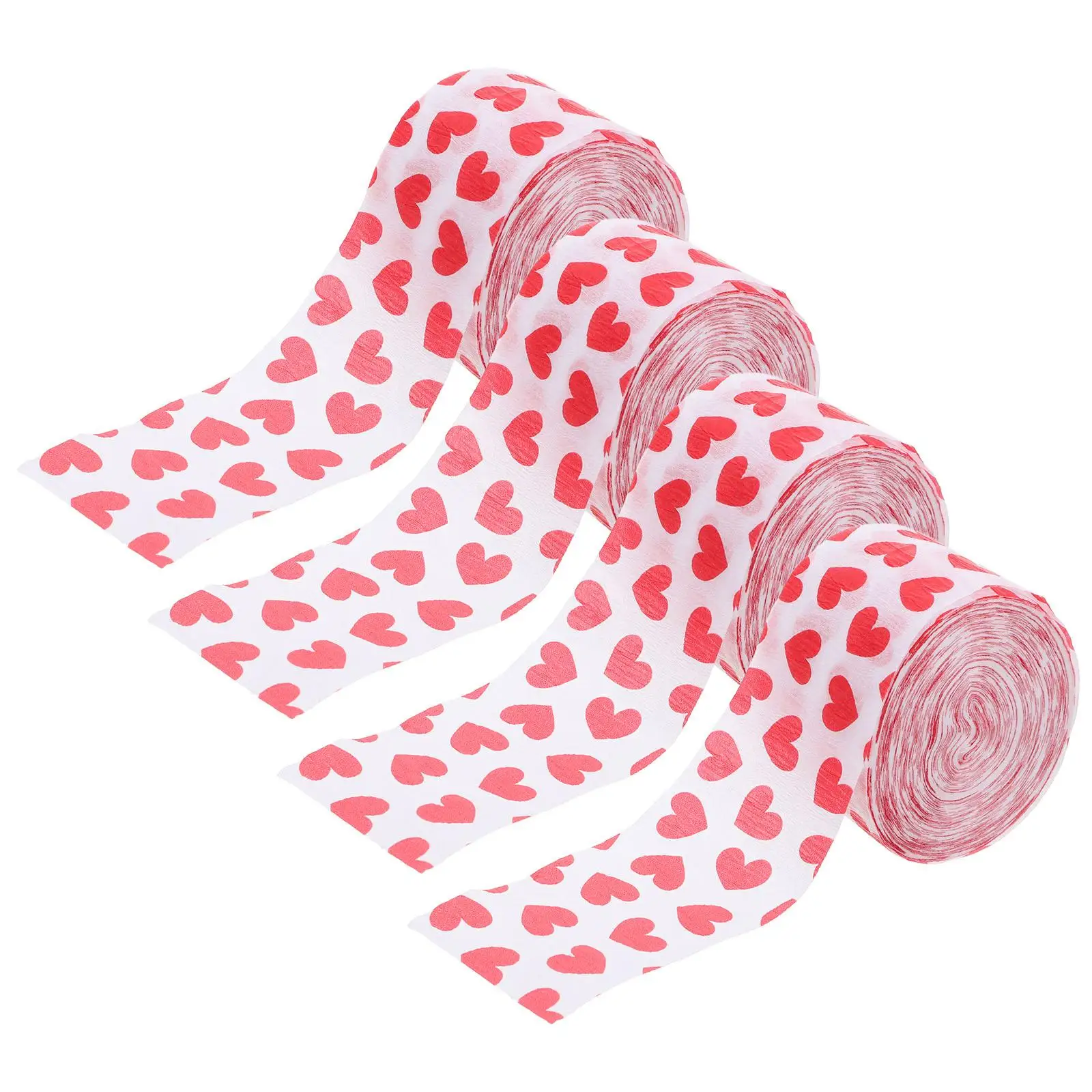 

4 Pcs Heart Shaped Crepe Paper Rolls Colorful Valentine Party Decorations Wedding Garland Streamers