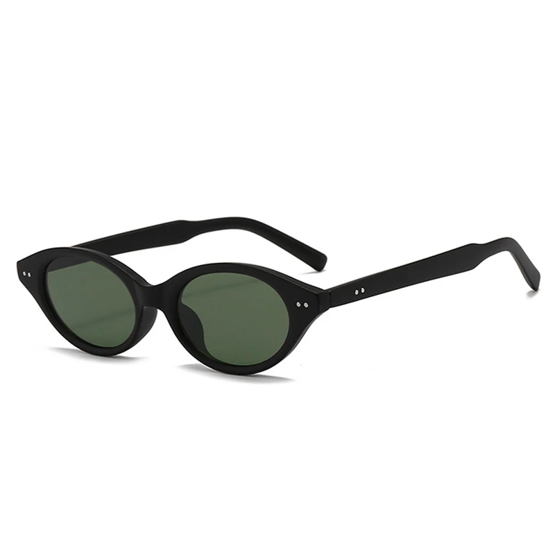 Shauna Fashion Kleine Cat Eye Zonnebril Vrouwen Retro Klinknagels Tinten Uv400 Mannen Trending Groene Thee Ovale Lens Zonnebril