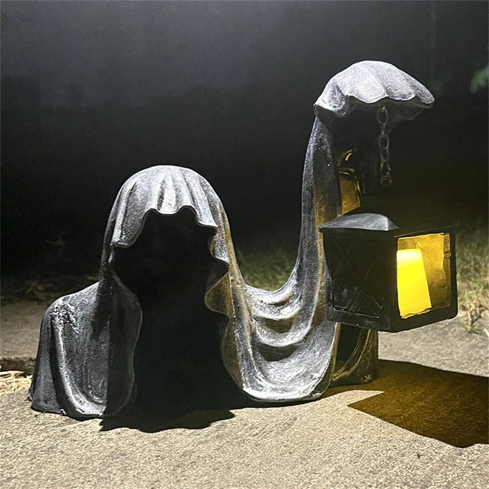 

Faceless Ghost Death Statue Halloween Lantern Hell God Of Death Resin Realistic Ghost Sculpture For Halloween PartyLamp