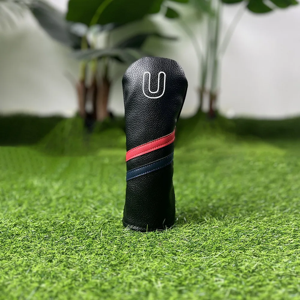 

Double Line Golf Head Cover Digital Label PU Leather Golf Club Protector Waterproof Minimalist Wood Headcover Outdoor Sports