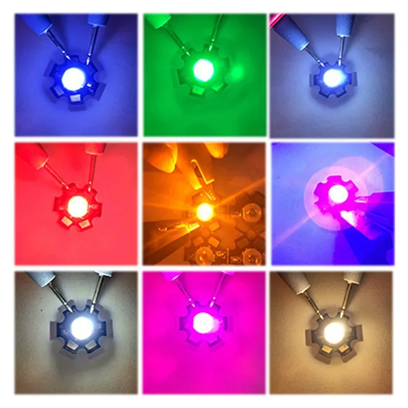 High power LED lamp beads with wire with aluminum substrate 1W 3W 5W Red Green Blue yellow Purple  light Pink Chip lamp beads