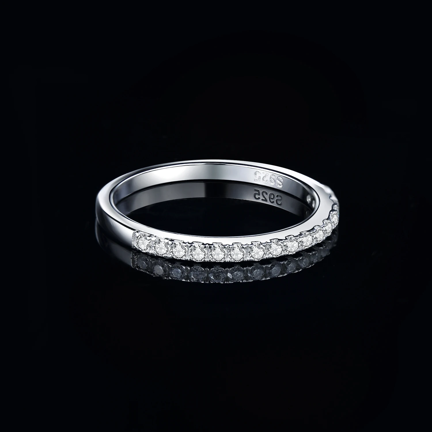 JewelryPalace Moissanite D Color Half Eternity 0.45ct Solid 925 Sterling Silver Wedding Engagement Ring for Women Luxury Jewelry