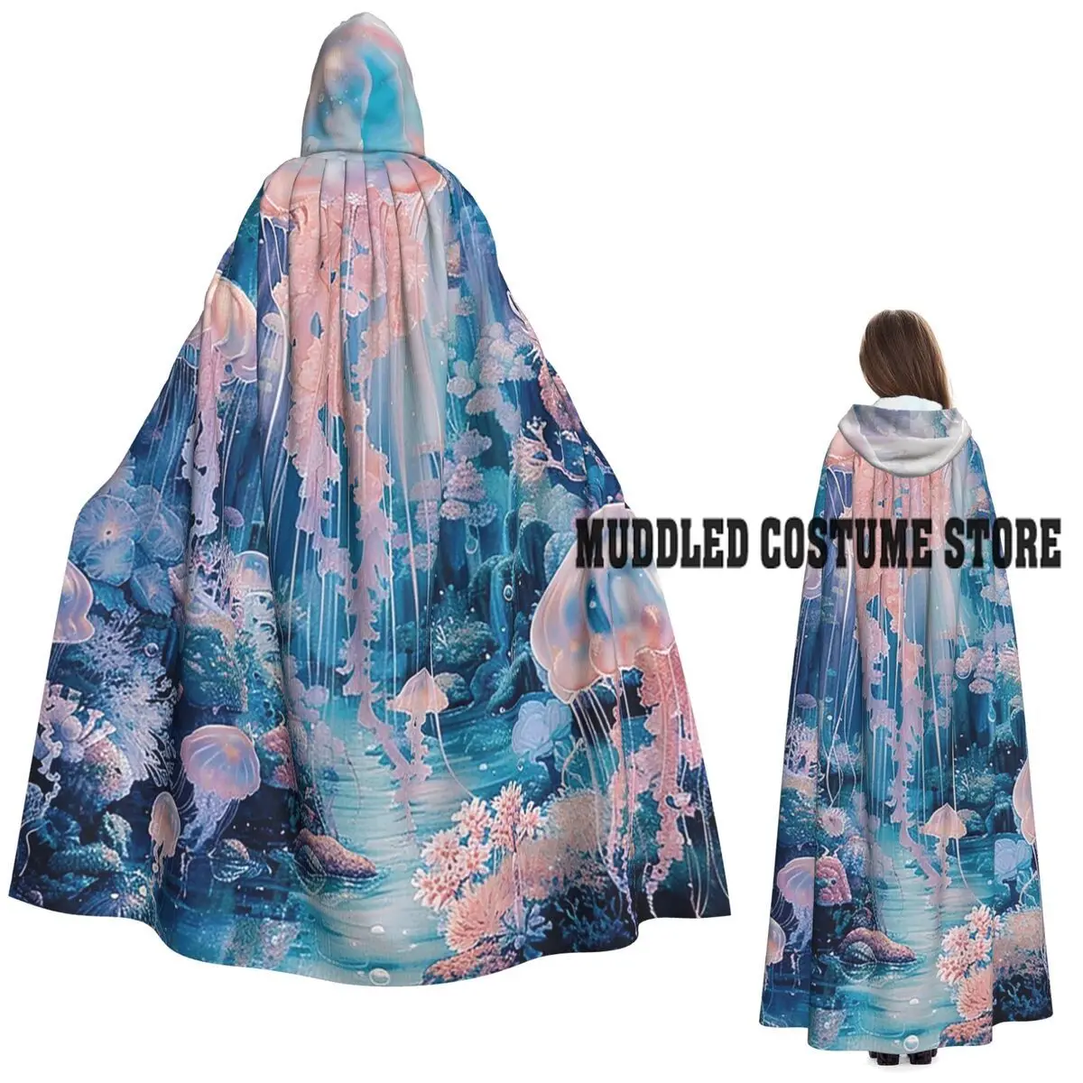 

Длинный плащ с капюшоном в стиле медузы, средневековый костюм ведьмы, накидка для косплея, накидка на Хэллоуин, вечеринка для взрослых, унисекс
