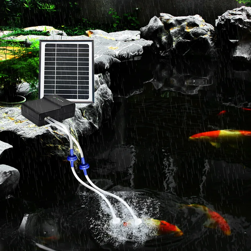 

2026unique Solar Fish Pond Aerator Pump Outdoor Rechargeable Waterproof Seafood Fish tank Pond Fish Farming Small Machine