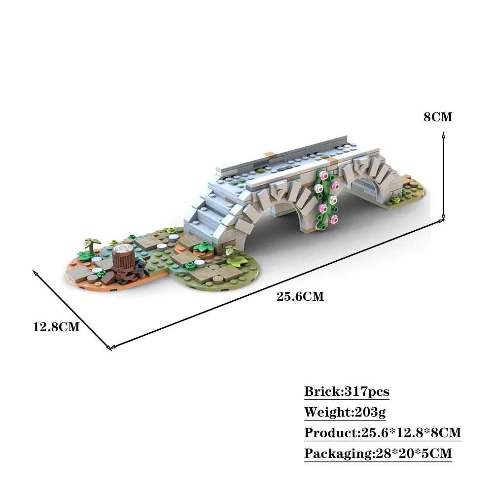 European Medieval Street View MOC Modular Bridge Model DIY Creative Ideas Toy Birthday Gift BUilding Blocks Home Display Decor