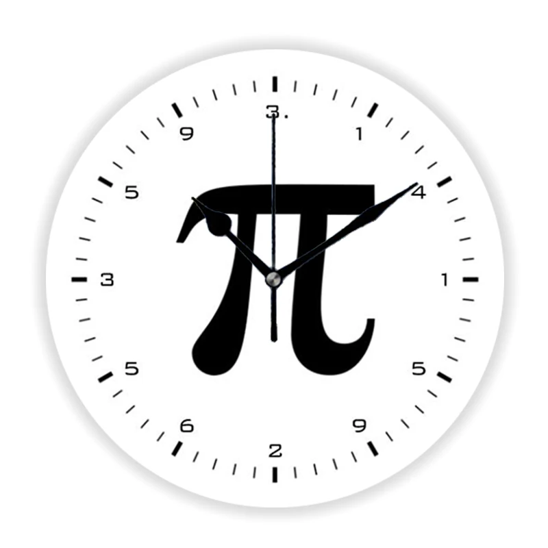 Funny Math Pi Day Black Digits Wall Clock for Math Lover Gift Pi 3.14 Mathematics Mathematician Math Wall Watch Large Home Decor