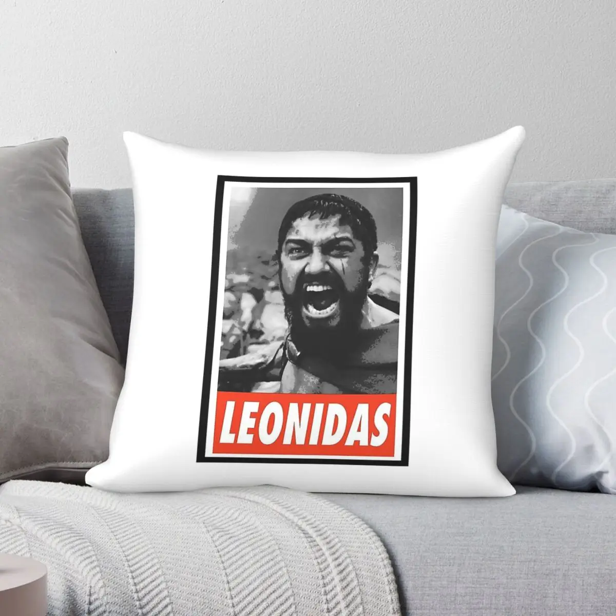 300 Spartans King Leonidas Square Pillowcase Polyester Linen Velvet Printed Zip Decorative Pillow Case Sofa Cushion Cover 18