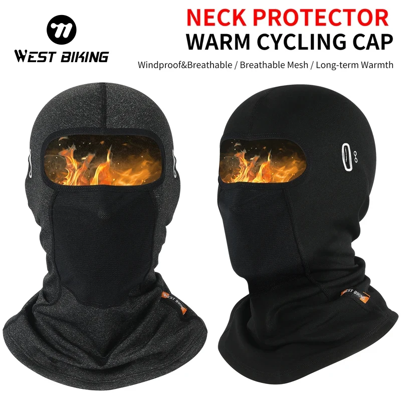 WEST BIKING Winter Cycling Cap Thermal Fleece Balaclava Scarf Sport Running Skiing Riding Motorcycle Hat Bicycle Windproof Cap