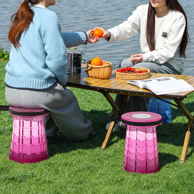 Folding Telescopic Stool Storage Stool Outdoor Travel Folding Stool Adjustable Plastic Fishing Stool Rainbow Telescopic Stool