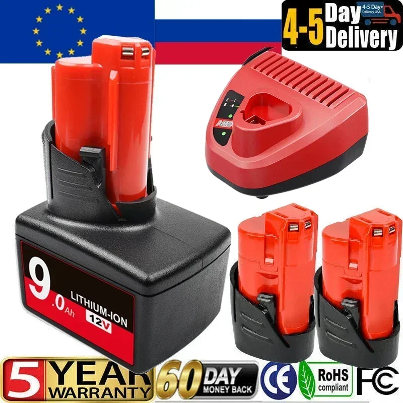 

NEW2025 12V 3000mAh Li-ion Battery For Milwaukee M12 48-11-2411 48-11-2420 48-11-2401 48-11-2402 48-11-2401 12-Volt M12 Cordless