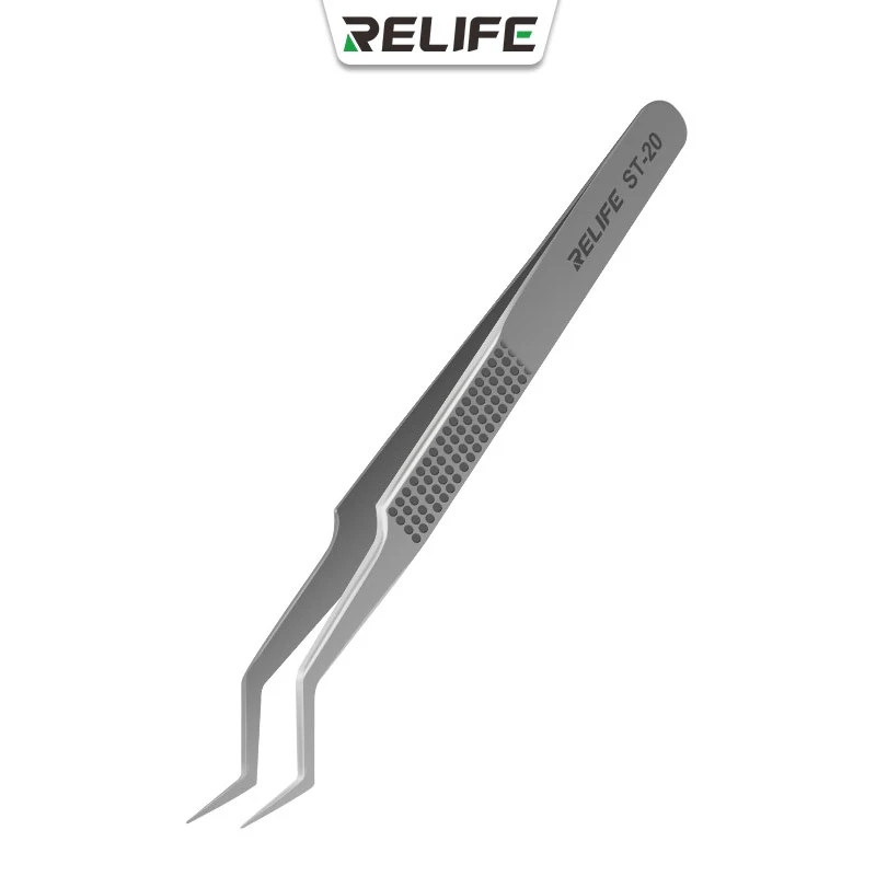 RELIFE ST-20 Präzisionspinzette mit gebogenen Spitzen, IC-Chip, Zinnplatzierung, Positionierung für iPhone, Samsung, Handy-Reparaturwerkzeuge