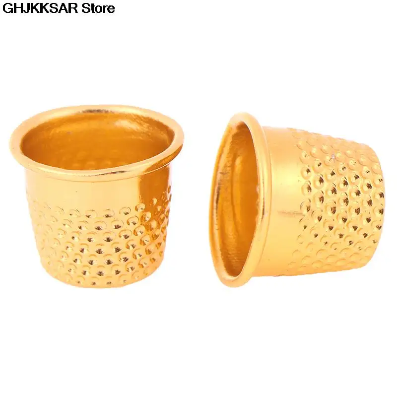 10pcs  Sewing Thimbles Metal Finger Protector Tools DIY Craft Accessories Gold Color