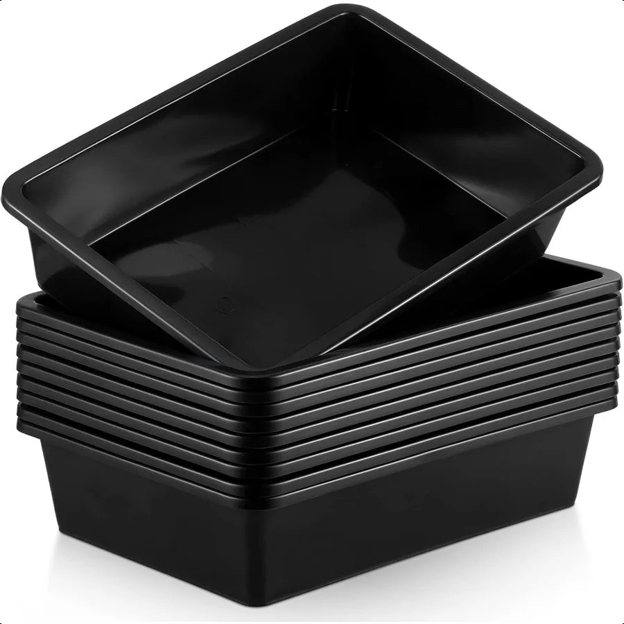 

Qunclay 10 Pcs Flat Storage Tray Organizer Bin Letter Size Paper Trays for Classroom Art Activity Plastic Stackable File Paper