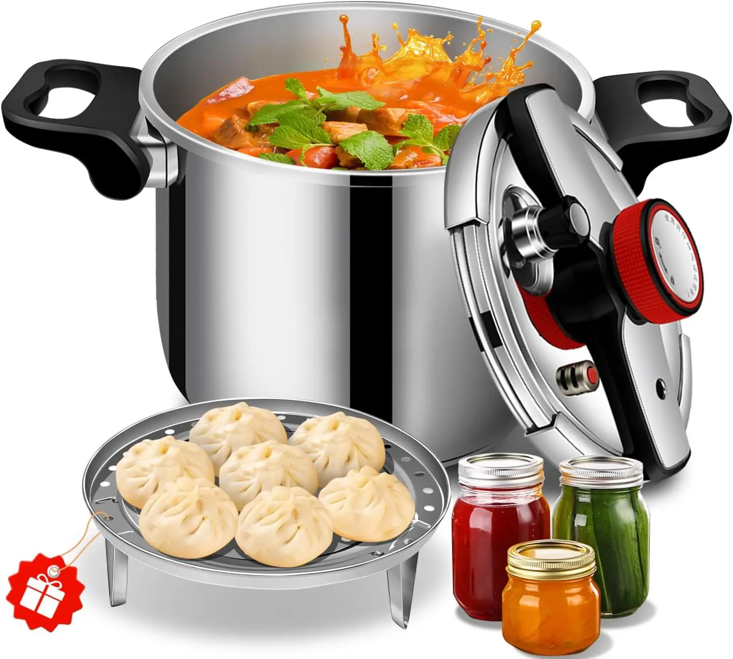 

Stainless Steel Pressure Cooker 8 quart Commercial Stove Top Pressure Cooker for canning, pressure cooker 8+ quart, Compatible w