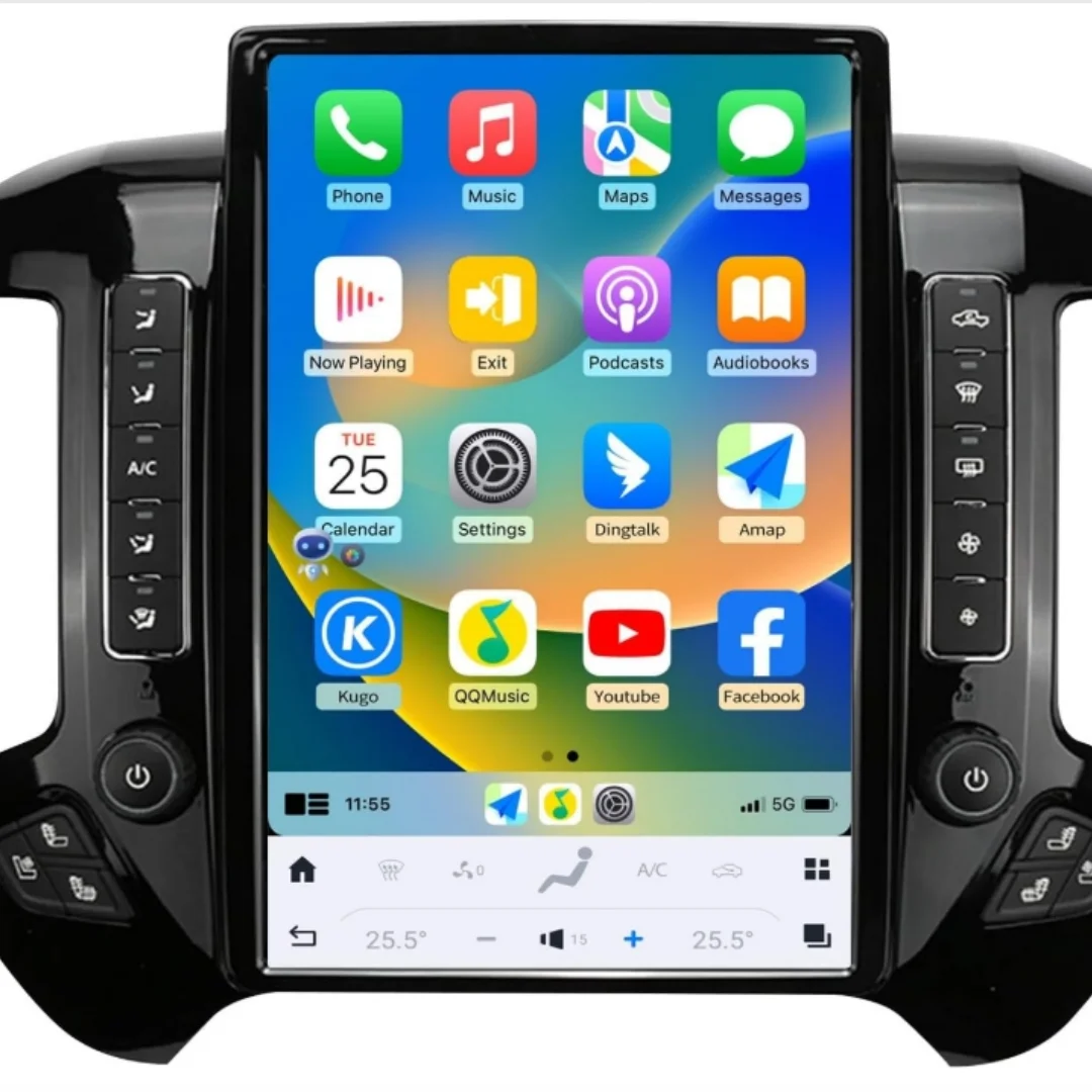 14.5 بوصة لسيارة شيفروليه سيلفرادو 2013-2019 جي إم سي سييرا 2014-2020 صوت 2 din جهاز استقبال أندرويد نمط عمودي أوتوماتيكي متعدد الوسائط DVD #2